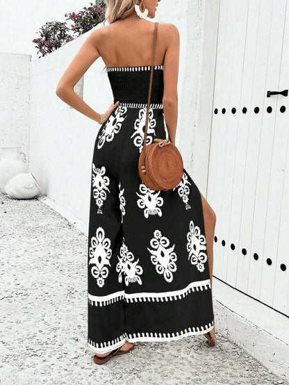 Breezaya Paisley Print Split Thigh Tube Jumpsuit Mensa