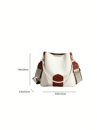 Lausanne Suede Look Bucket Bag with Wide Shoulder Strap