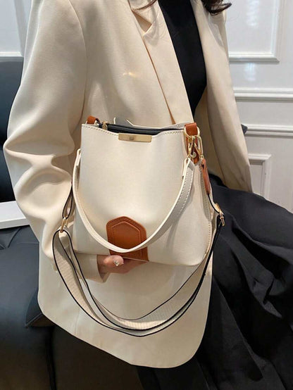 Lausanne Suede Look Bucket Bag with Wide Shoulder Strap