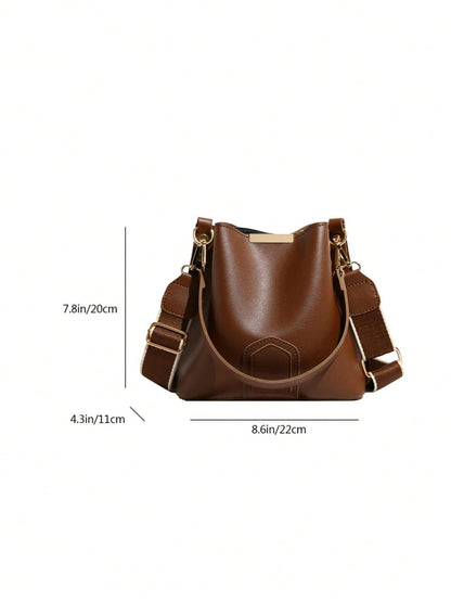 Lausanne Suede Look Bucket Bag with Wide Shoulder Strap