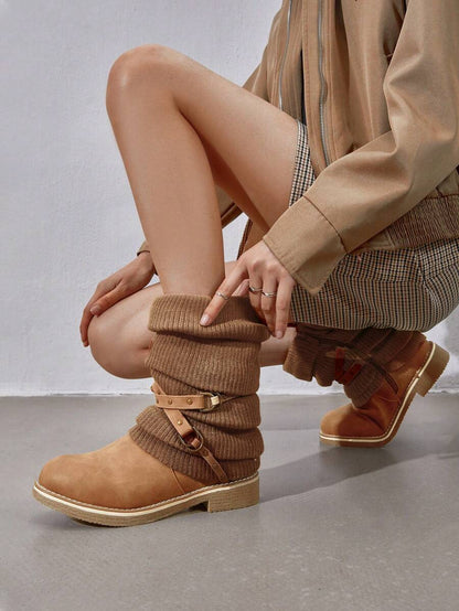 Women's Black Comfortable And Warm Fashion Casual Mid Calf  Faux Furry Outdoor Indoor Commuter Christmas Winter Snow Boots Mensa