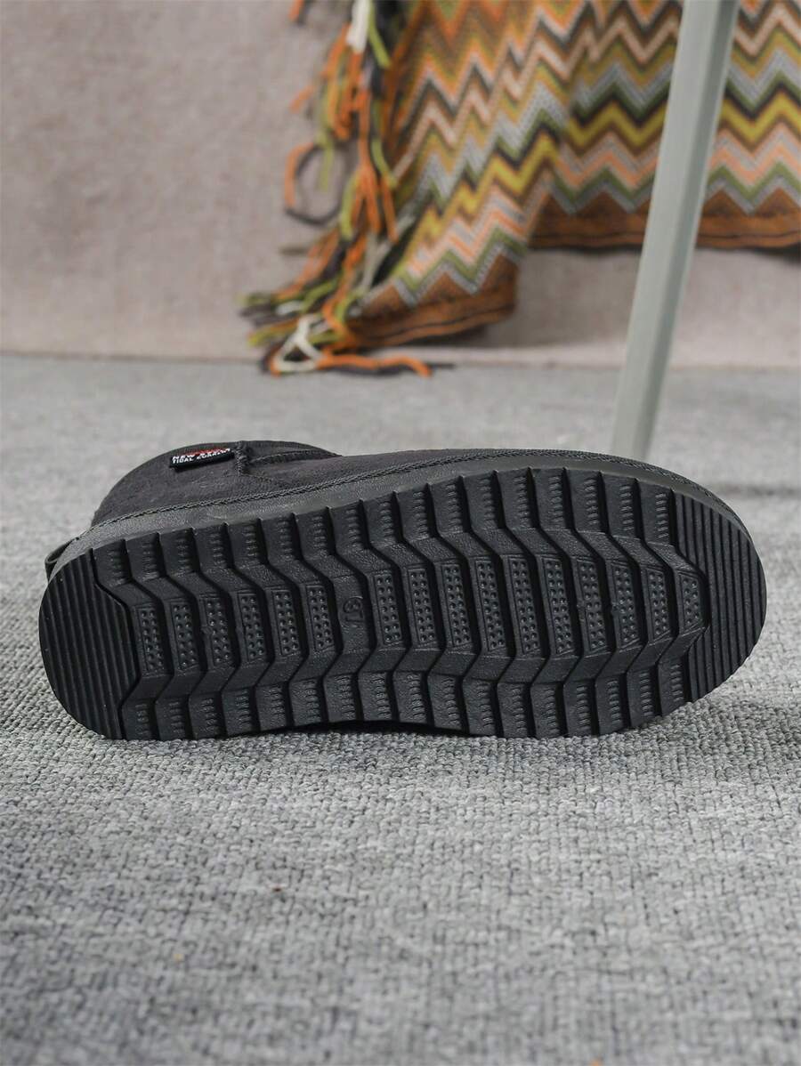 Solid Color Snow Boots For Women, Plush Lining Chelsea One-Piece Short Tube Slip-On Fashion Winter Winter Shoes Ankle Boots Mensa