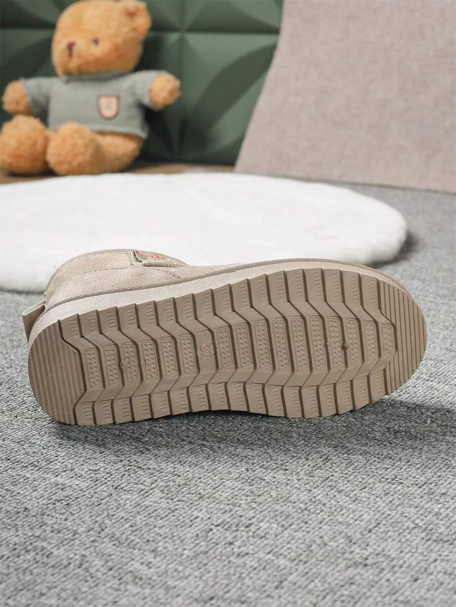 Solid Color Snow Boots For Women, Plush Lining Chelsea One-Piece Short Tube Slip-On Fashion Winter Winter Shoes Ankle Boots Mensa