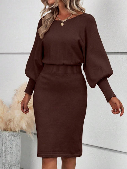 Ljubljana Batwing Sleeve Knit Bodycon Midi Sweater Dress