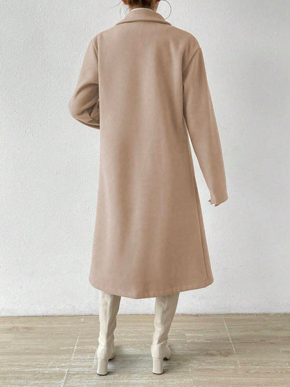 Victoria Classic Double-Breasted Longline Tailored Overcoat - Mocha Brown