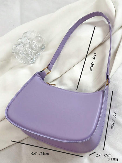 Women's Curved Shoulder Bag, Small Faux Leather Underarm Purse for Everyday and Evening