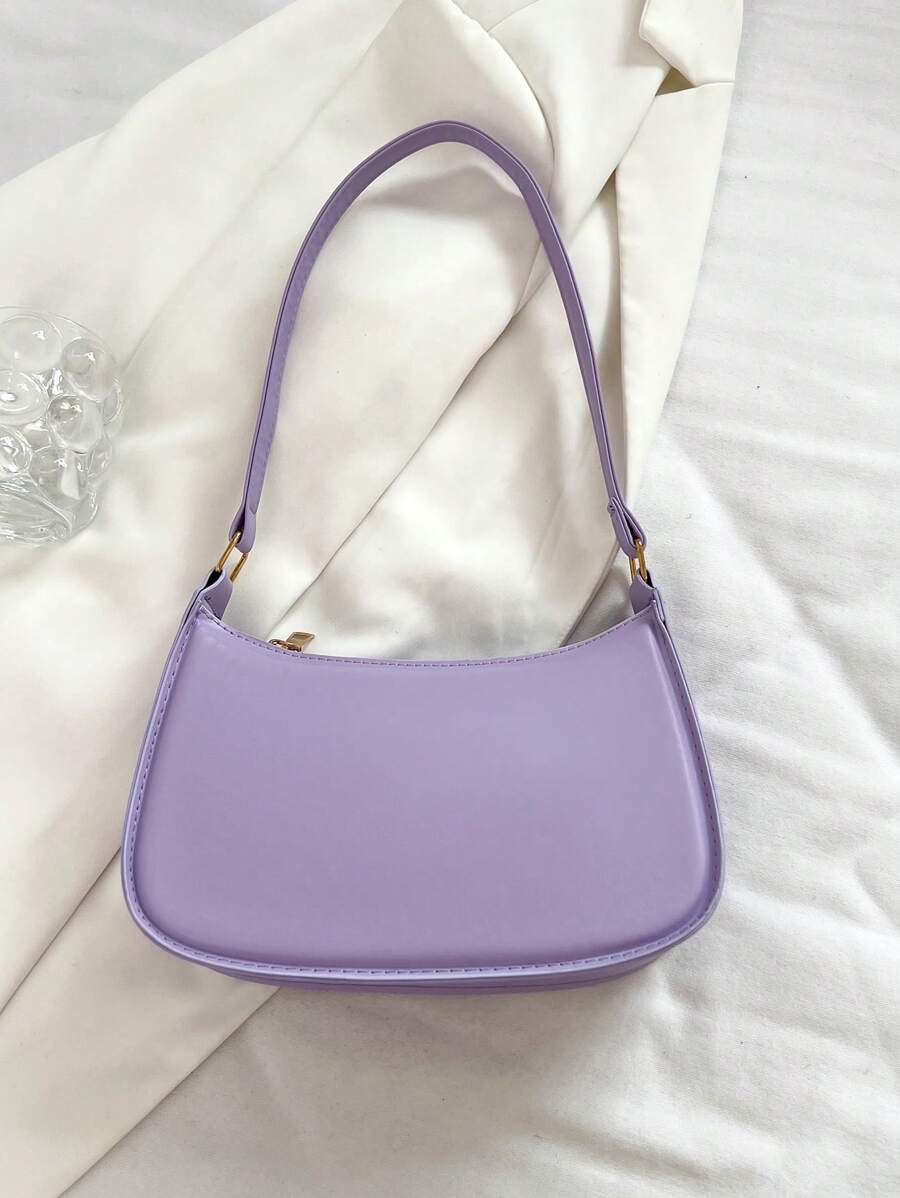 Women's Curved Shoulder Bag, Small Faux Leather Underarm Purse for Everyday and Evening