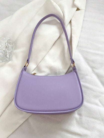 Women's Curved Shoulder Bag, Small Faux Leather Underarm Purse for Everyday and Evening