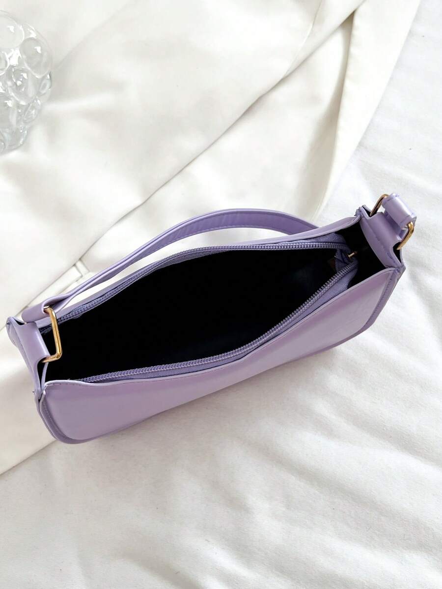 Women's Curved Shoulder Bag, Small Faux Leather Underarm Purse for Everyday and Evening