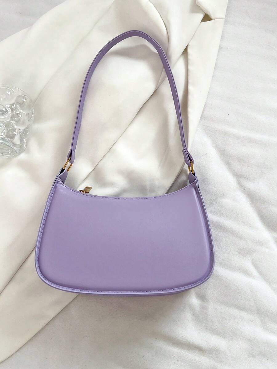 Women's Curved Shoulder Bag, Small Faux Leather Underarm Purse for Everyday and Evening