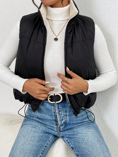 Hallstatt Short Zip Front Puffer Vest with Stand Collar