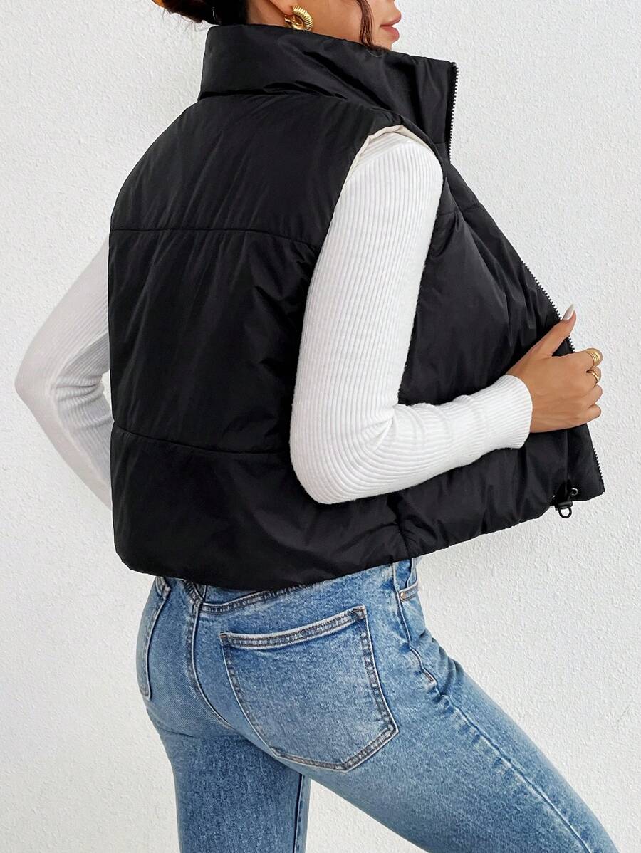 Hallstatt Short Zip Front Puffer Vest with Stand Collar