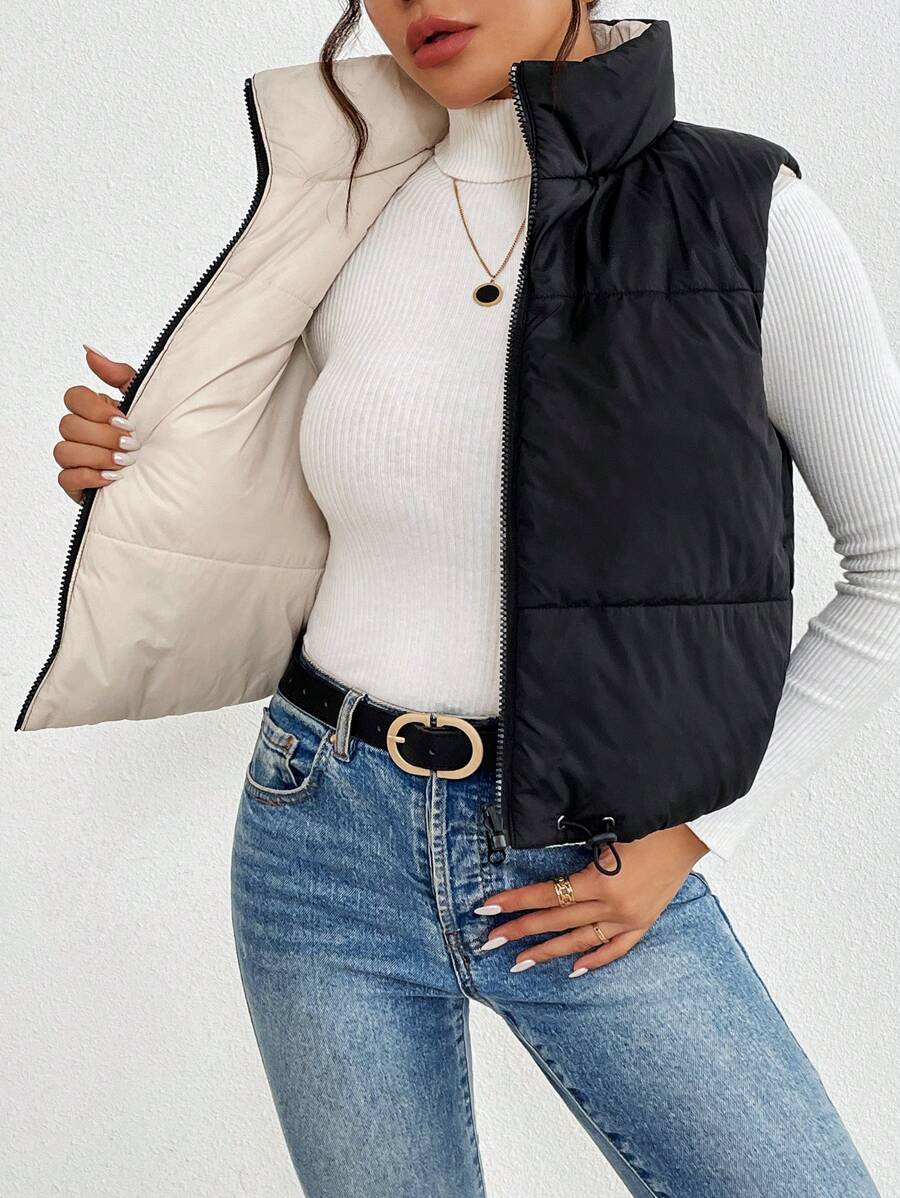 Hallstatt Short Zip Front Puffer Vest with Stand Collar