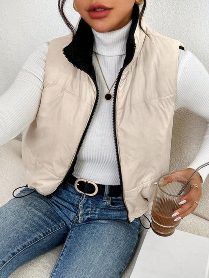 Hallstatt Short Zip Front Puffer Vest with Stand Collar
