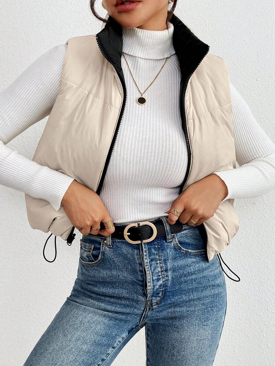 Hallstatt Short Zip Front Puffer Vest with Stand Collar