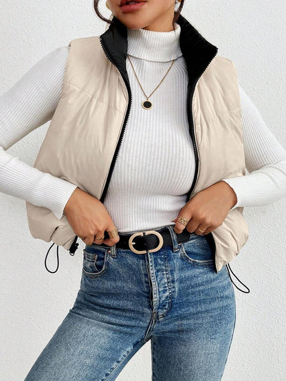 Hallstatt Short Zip Front Puffer Vest with Stand Collar