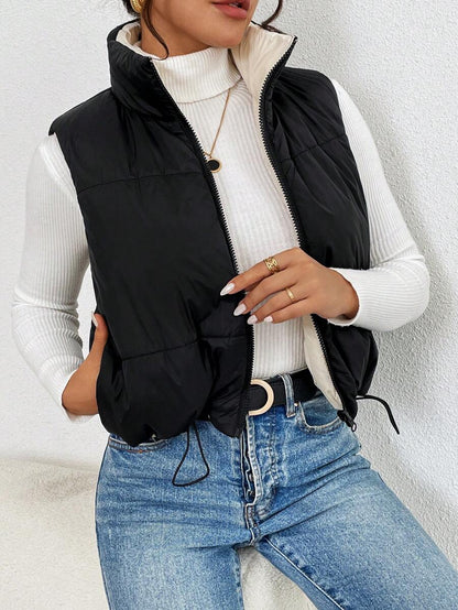 Hallstatt Short Zip Front Puffer Vest with Stand Collar