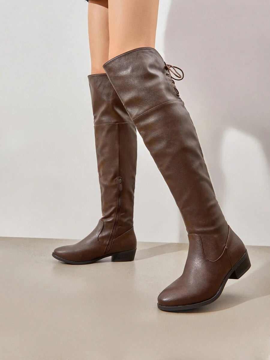 Women's Over The Knee High Low Block Heel Riding Boots Autumn & Winter Fashionable Comfortable Boots Mensa