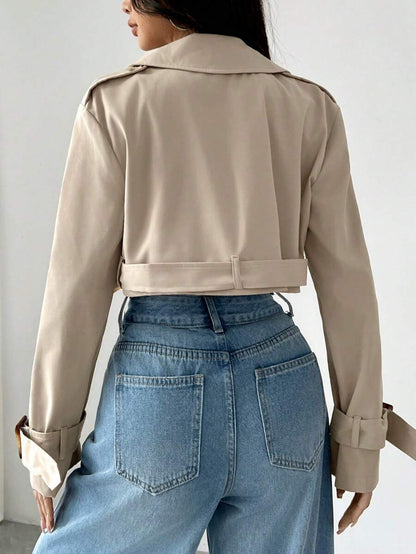 Dublin Cropped Double Breasted Trench Jacket with Belt