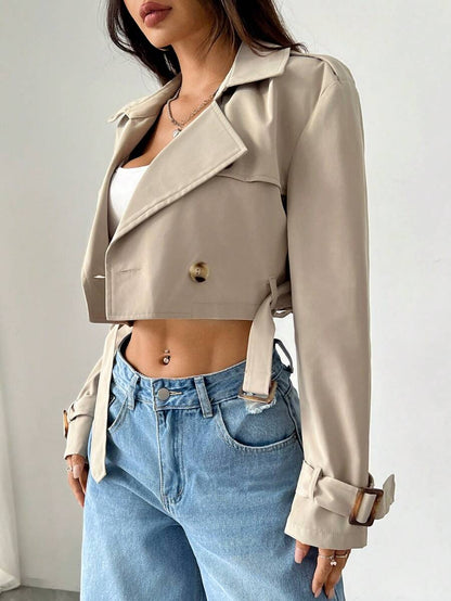 Dublin Cropped Double Breasted Trench Jacket with Belt