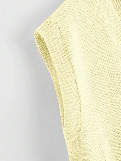 Marisa Fine Knit V-Neck Sleeveless Sweater Vest - Blue