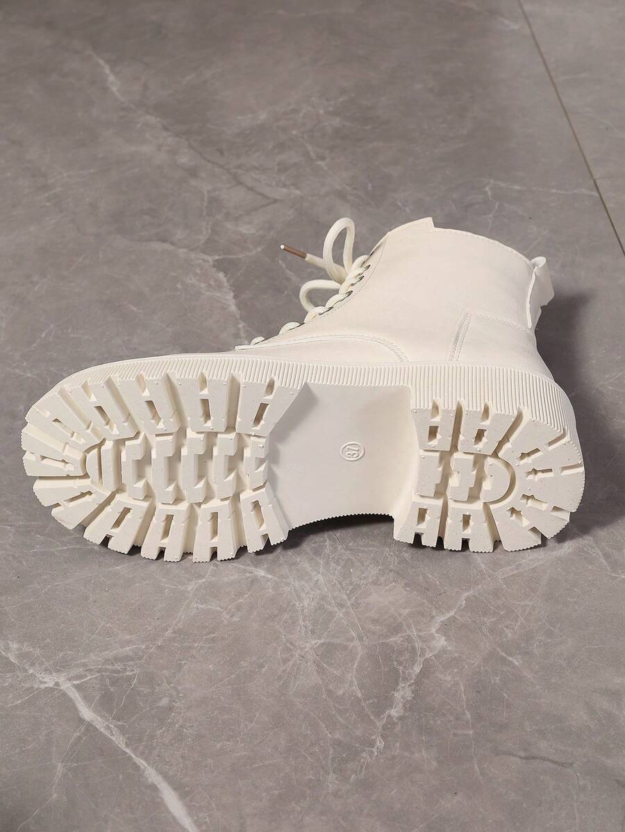2026 Spring/Autumn/Winter New Women's Shoes, Winter Warm Women's Boots, Fashion Versatile Casual Women's Shoes, Black/White Ankle Boots With Lace-Up And Side Zipper, Flat Women's Boots, Women's Ankle Boots And Ankle Boots, Women's Fashion Boots, College S Mensa