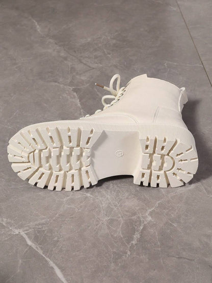 2026 Spring/Autumn/Winter New Women's Shoes, Winter Warm Women's Boots, Fashion Versatile Casual Women's Shoes, Black/White Ankle Boots With Lace-Up And Side Zipper, Flat Women's Boots, Women's Ankle Boots And Ankle Boots, Women's Fashion Boots, College S Mensa