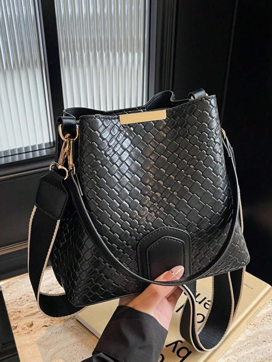 Lausanne Suede Look Bucket Bag with Wide Shoulder Strap