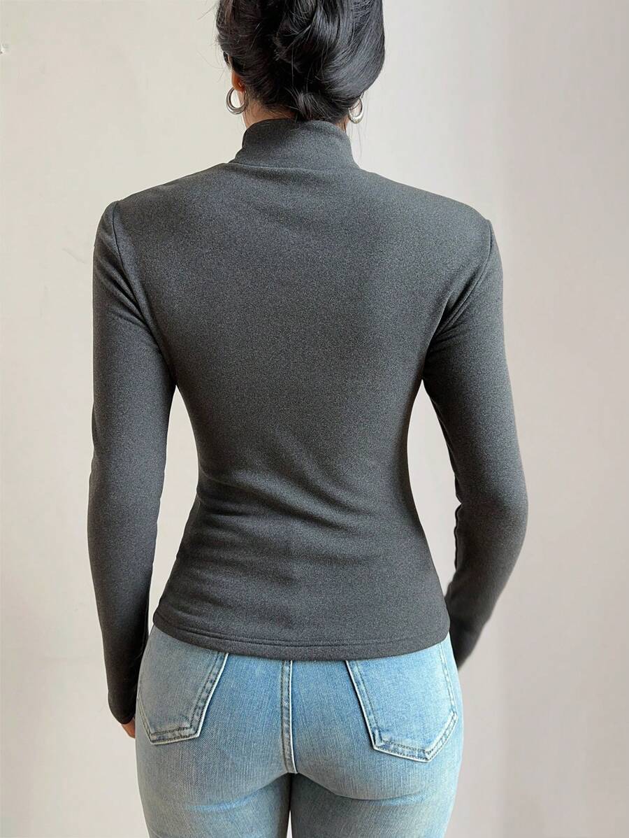 Aberdeen Fleece Lined Thermal Mock Neck Fitted Top