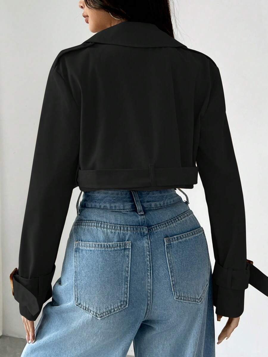Dublin Cropped Double Breasted Trench Jacket with Belt