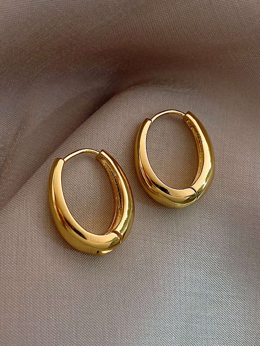 Women's Chunky Gold Hoop Earrings, Water Drop, Twisted and Pavé U-Shaped Minimalist Statement Earrings