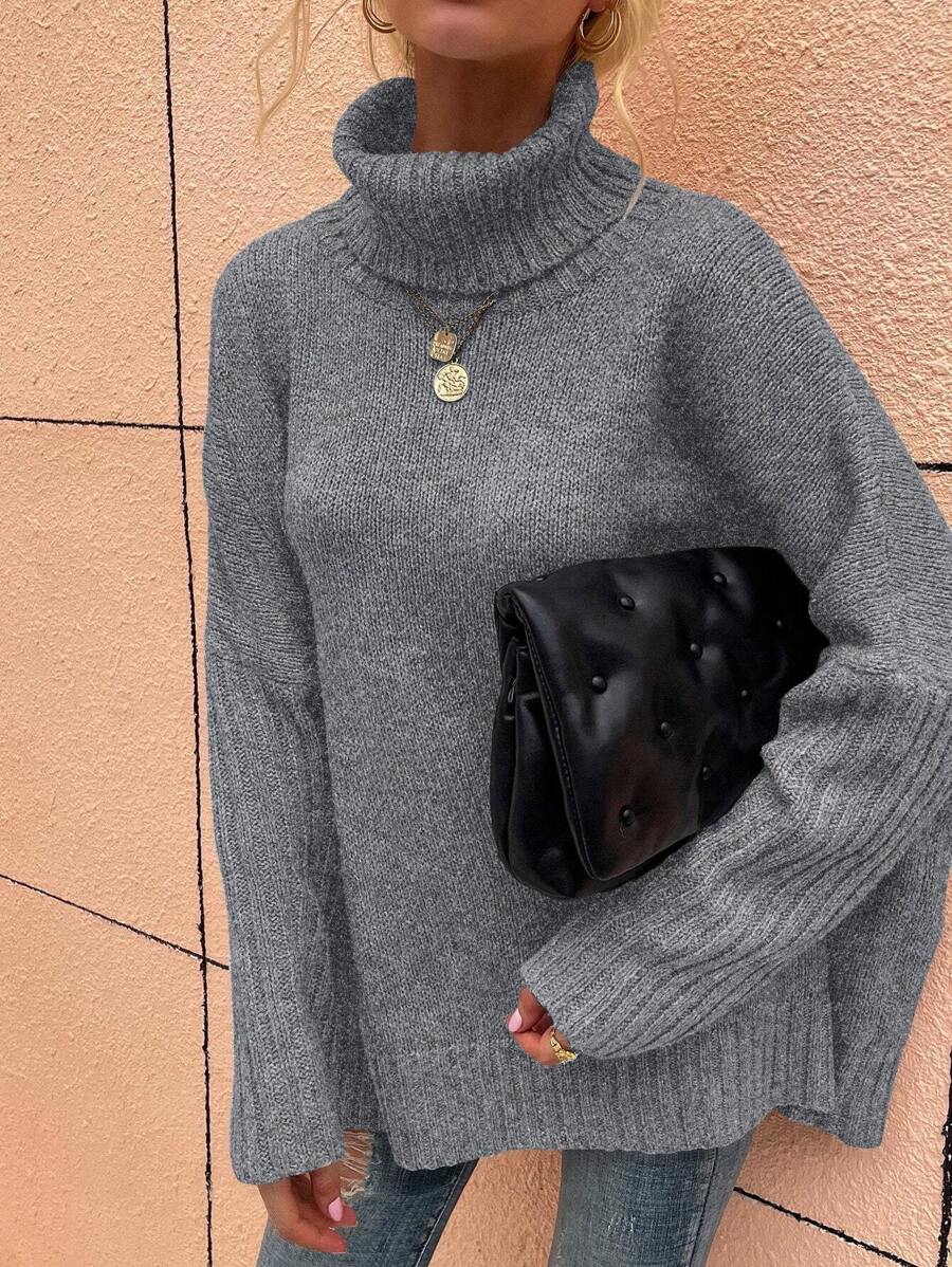 Alesund Oversized Turtleneck Batwing Sleeve Sweater