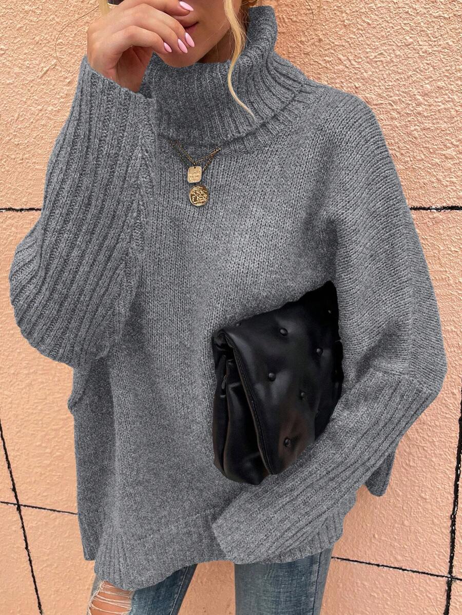 Alesund Oversized Turtleneck Batwing Sleeve Sweater
