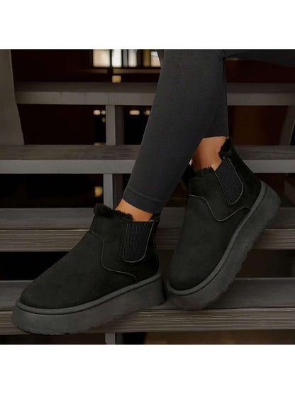 Women's Suede Winter Platform Boots Fuzzy Fluffy Boots Outdoor Mensa
