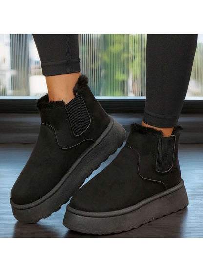 Women's Suede Winter Platform Boots Fuzzy Fluffy Boots Outdoor Mensa
