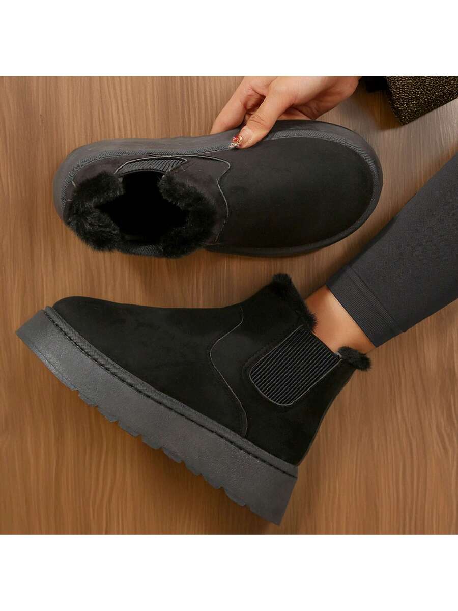 Women's Suede Winter Platform Boots Fuzzy Fluffy Boots Outdoor Mensa