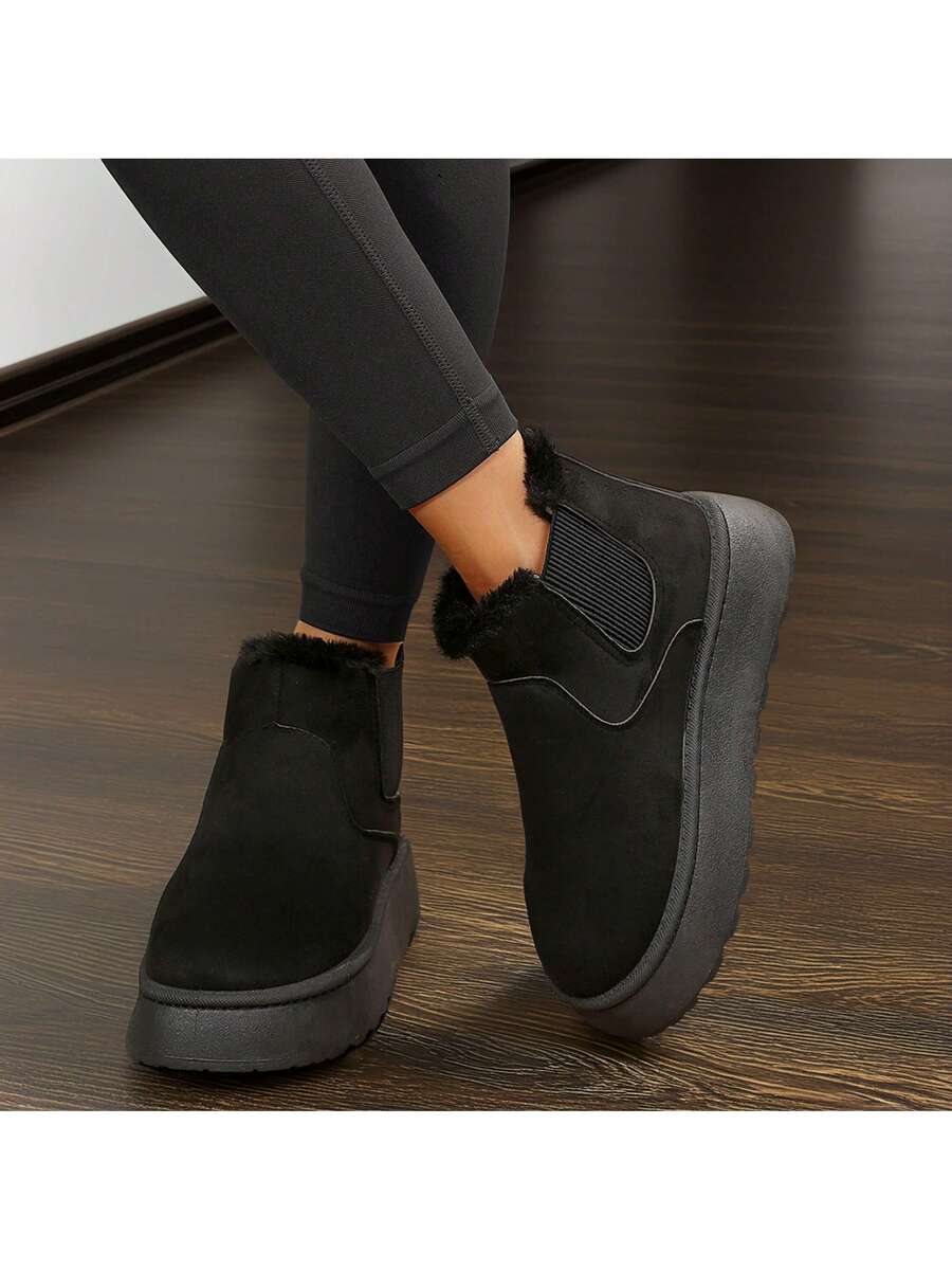 Women's Suede Winter Platform Boots Fuzzy Fluffy Boots Outdoor Mensa