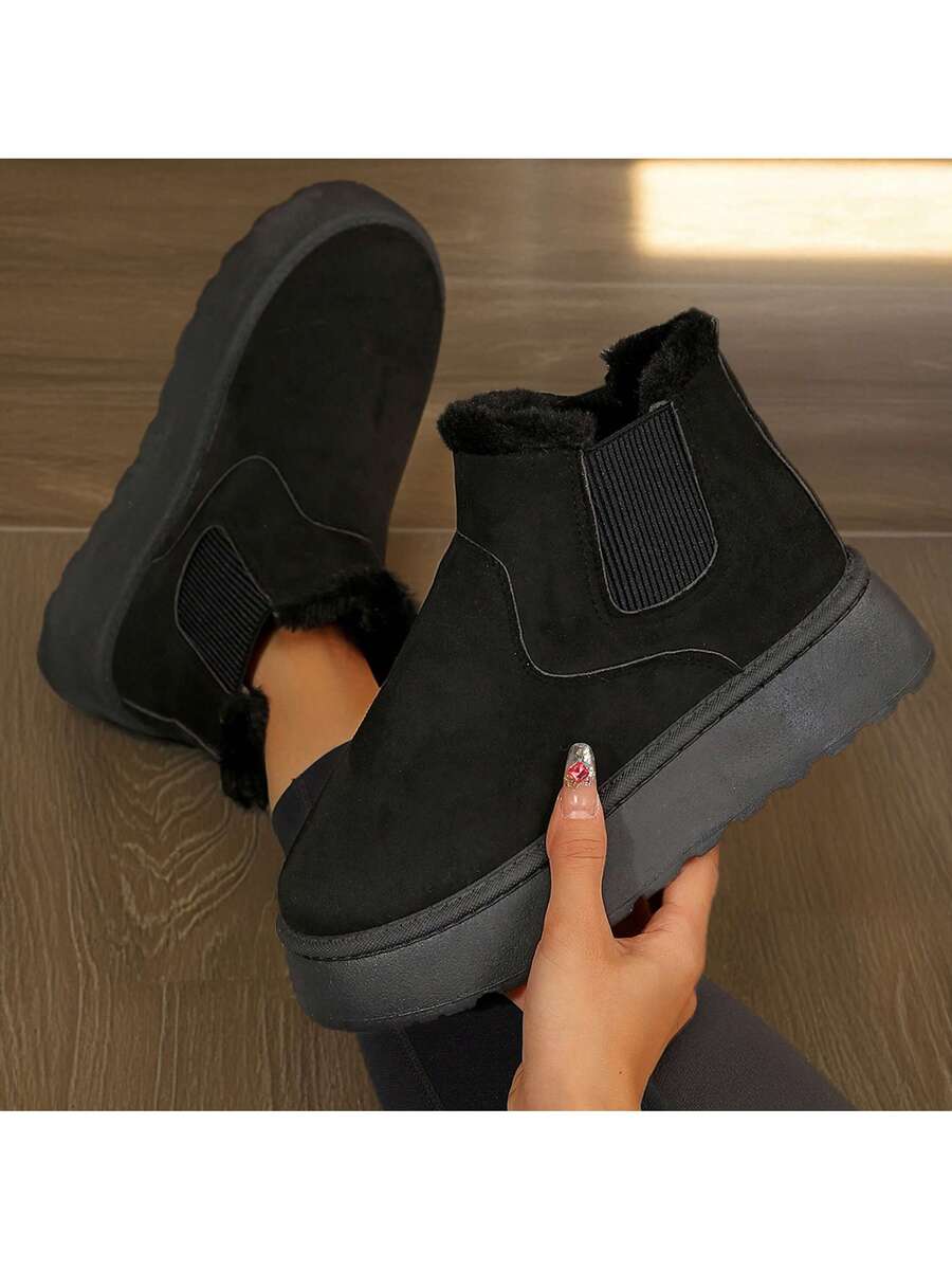 Women's Suede Winter Platform Boots Fuzzy Fluffy Boots Outdoor Mensa