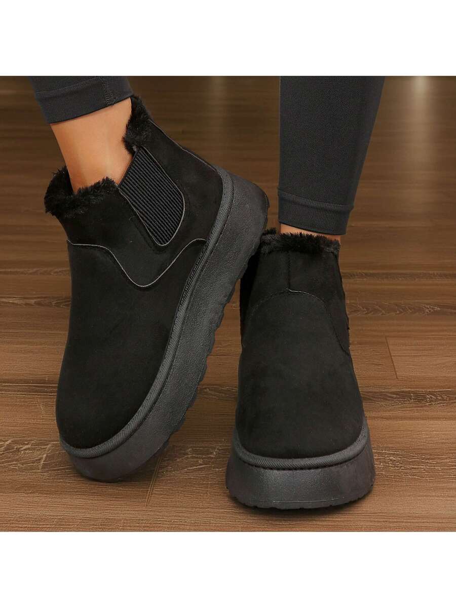 Women's Suede Winter Platform Boots Fuzzy Fluffy Boots Outdoor Mensa