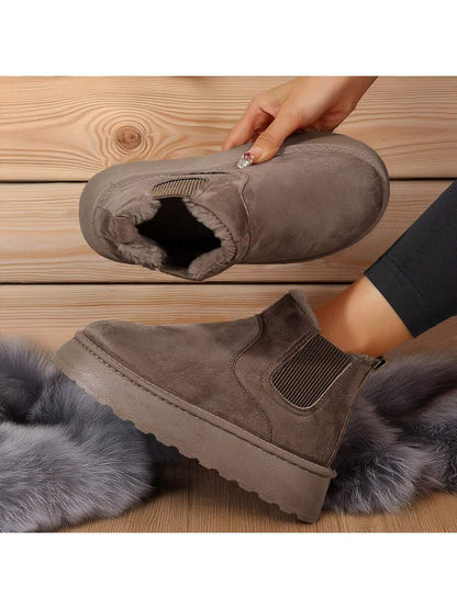 Women's Suede Winter Platform Boots Fuzzy Fluffy Boots Outdoor Mensa