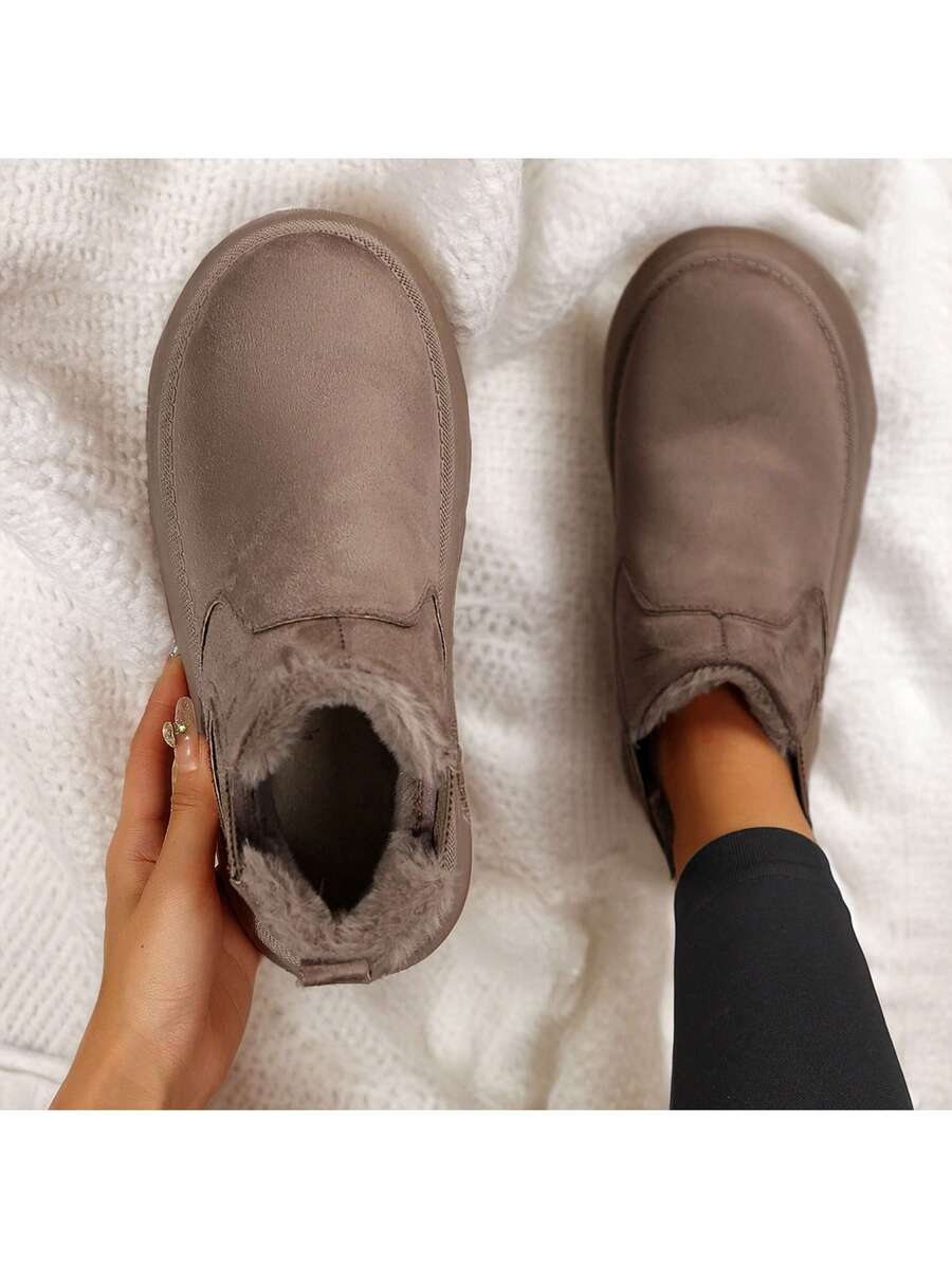 Women's Suede Winter Platform Boots Fuzzy Fluffy Boots Outdoor Mensa