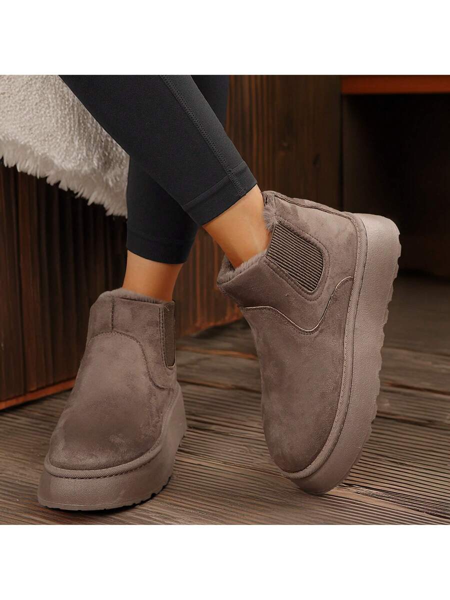 Women's Suede Winter Platform Boots Fuzzy Fluffy Boots Outdoor Mensa