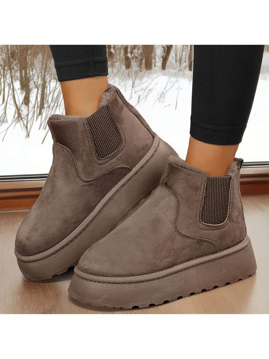 Women's Suede Winter Platform Boots Fuzzy Fluffy Boots Outdoor Mensa