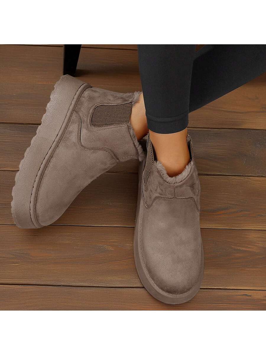 Women's Suede Winter Platform Boots Fuzzy Fluffy Boots Outdoor Mensa