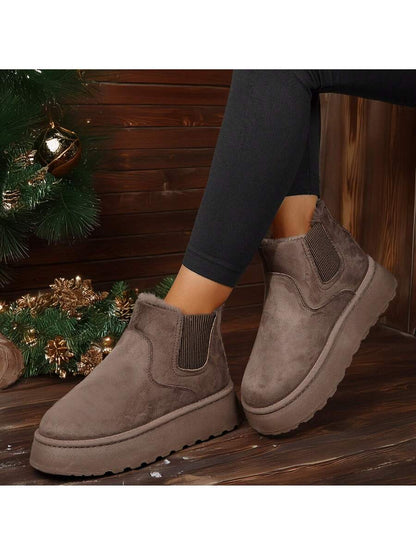 Women's Suede Winter Platform Boots Fuzzy Fluffy Boots Outdoor Mensa