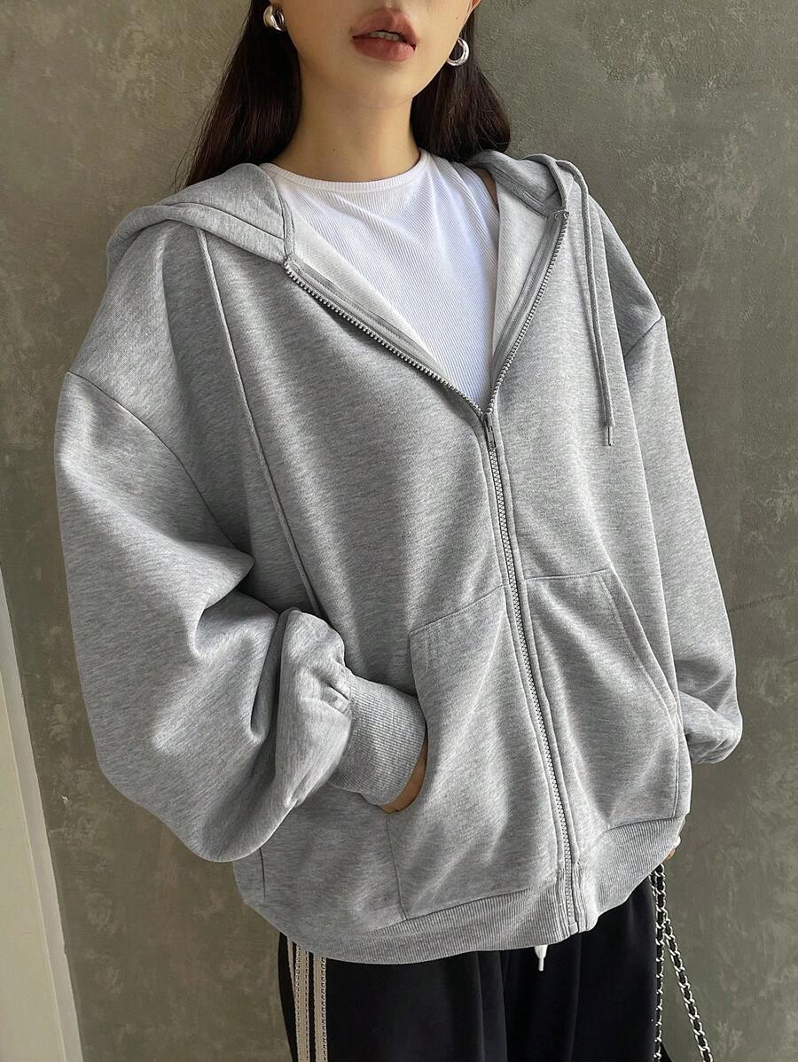 Eleanor Thermal Lined Zip Drawstring Hoodie - Red