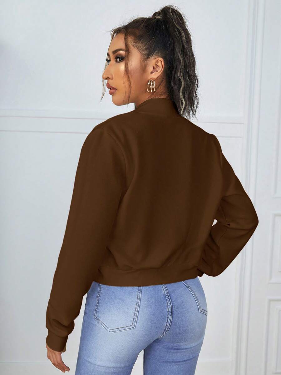 Calliope Zip Up Crop Bomber Jacket - Red
