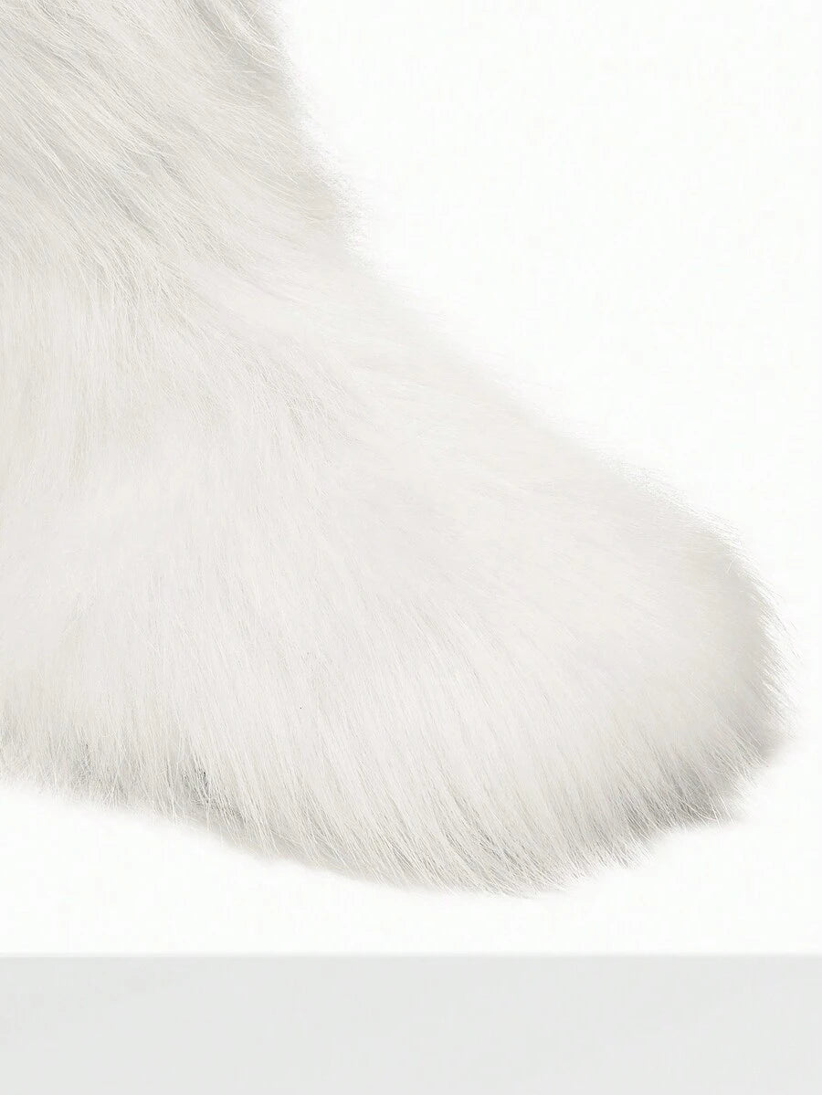 Women Winter Boots Fluffy Flat Snow Boots Slip-On Furry Boots Ladies Shoes Go With Dress Great For Festival And Party Occasion Mid-Calf Boots Mensa