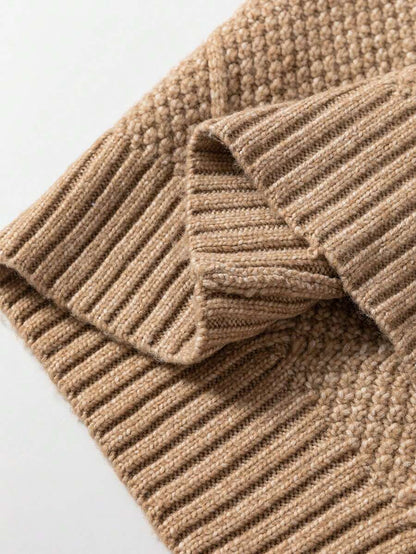 Alina Oversized Cable Knit Sweater Dress - Apricot