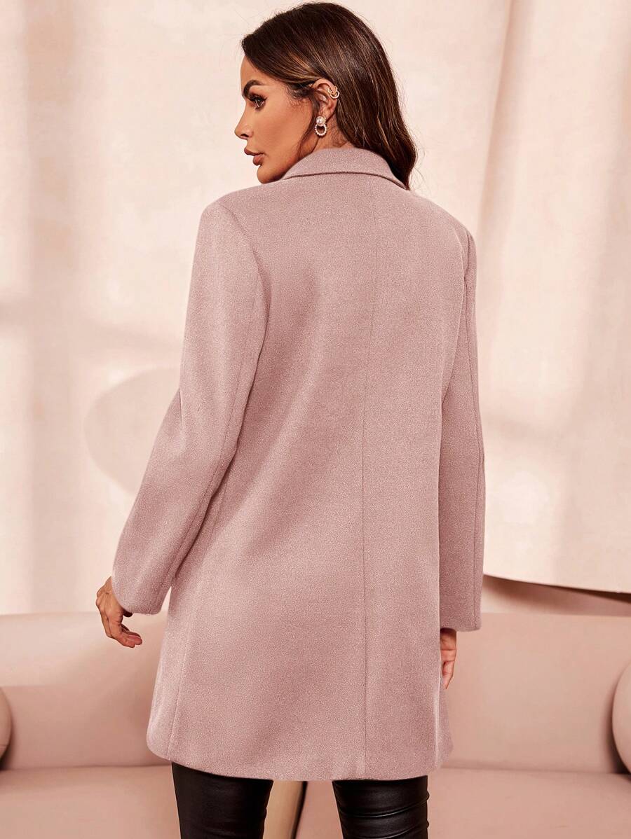 Aveline Double-Breasted Lapel Coat with Tailored Thigh-Length Cut - Multicolor